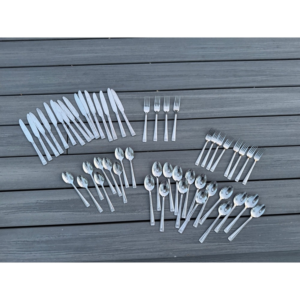 Gibson Stainless China 27 Flatware Set 52 Pieces Ribbed Handle Silverware 2008